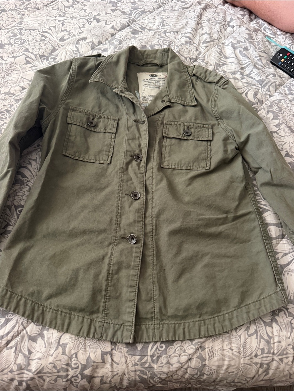 Lucky Brand Olive Green Utility Button-Up Jacket
